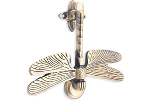 Infinity Decor Heurtoir de porte en laiton massif en forme de libellule finition laiton poli - Heurtoir de porte à main vintage pour porte d'entrée meubles