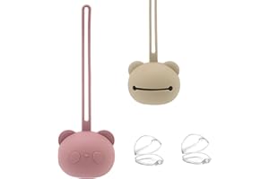 POWGLASS Schnullerbox Silikon | 2 Baby Schnullertasche | BPA-freie Babybären-Schnullertasche | Transparent Schnulleraufbewahrung Box | Sichere Aufbewahrung für Schnuller (Panda)