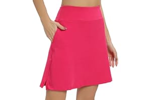 JOJOANS 20" Knee Length Tennis Skirts for Women with Shorts High Waisted Long Athletic Golf Skorts Skirts for Women with Pockets