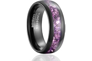 SOXEMAN Fede nuziale da donna, gioiello da uomo, anello di coppia viola con intarsio in cristallo, larghezza 4 mm/8 mm