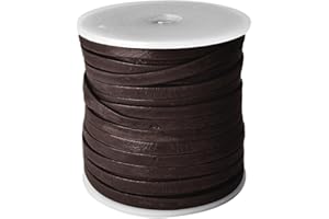 esnado Cordon de Cuir Plat - Largeur 4 mm - Épaisseur 1 mm - Longueur : 3 m - Couleur : Marron - Cuir véritable - Tannage végétal - pour Le Bricolage - Fabrication de Bijoux