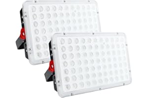 CREATESTAR Focos LED Exterior 200W 2 Piezas, IP66 Impermeable Proyector LED Exterior, foco exterior de 20000LM Floodlight, foco blanco frío de 6500K, luz de inundación para almacén, jardín, patio