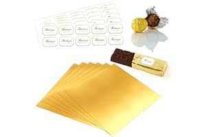LUMINARYLAIR 100 Piezas Envoltorios de Caramelo de Chocolate, 15x15cm Envoltorio de Papel Dorado Cuadrado, Oro Envoltorios de Caramelos, Envoltorio de Papel de Aluminio DIY para Decoración de Embalaje de Chocolate