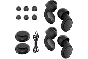 Jayine Ear Plugs for Sleep 2 Pairs, Reusable Noise Cancelling Earplugs Hearing Protection 25dB, Removable Soft Silicone Earplugs for Concerts, Focus, Noise Sensitivity, 16 Ear Tips in S/M/L - Black