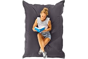 ‎GREEN BEAN Green Bean Sitzsack XXL 140x180cm 380 Liter Kinder & Erwachsene Bean Bag EPS Perlen Füllung Riesensitzsack Groß Draußen Outdoor Liegekissen Waschbar Wetterfest Lounge Sitzkissen Bodenkissen Grau