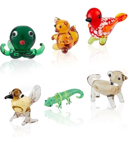 Figurines En Verre Soufflé H&D – Lot De 6 Pieuvres Multicolores, Fait Main, Déco Cadeau