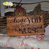 Olivenholzschild - love YOU to the MOON and BACK -