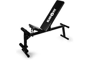 KLAR FIT Klarfit Banc de Muscu - Appareil Multifonctions Musculation Entrainement Couché Haltères, Abdominaux Pectoraux et Biceps - Acier Ultrarobuste Noir
