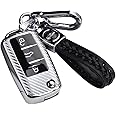 RXXR Car Key Case Compatible with VW, VW Golf Key Box, Key Cover for VW Polo Passat Skoda Seat 3 Buttons (Silver)