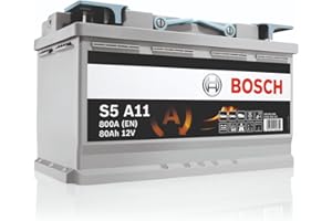 Bosch S5 A11 Batterie Auto 80 A/h - 800 A - Batterie 12 V, AGM Plomb-acide pour Véhicules avec Système Start/Stop, (-) (+), 315 x 175 x 190 mm - Pour Véhicules avec Récupération d'Énergie au Freinage