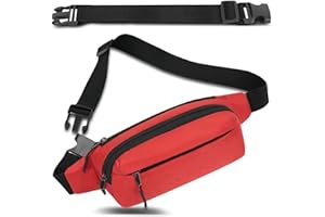 IHIGOGOFA Bumbags Waist Fanny Pack Fashion Bum Bag with 30cm Extended Belt for Dog Walking Climbing Hiking Travel Cycling Girls Ladies Men Women (Red)