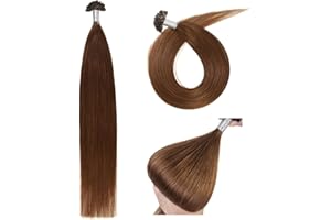 YANTAISIYU Keratyna Remy Przedłużanie Włosów 55 cm U Tip Human Hair Extensions Pre Bonded Human Hair Extensions (50g #6 Jasnobrązowy)