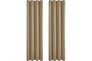 Deconovo Verdunklungsvorhänge Blickdichte Vorhänge mit Ösen Gardinen Schlafzimmer Thermo Vorhang Verdunkelung, 229x168 cm(HöhexBreite), Mokka, 2er Set