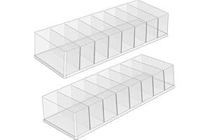 hicoosee Organizador de Maquillaje Acrílico con 8 Compartimentos Organizador Pintalabios para Sombras de Ojos, Polvos, Lápiz Labial, Esmalte de Uñas 2 PCS