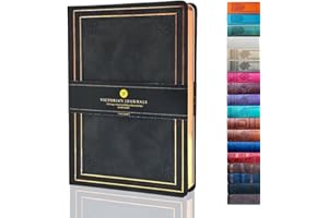 Victoria's Journals Tagebuch, Kunstleder, Vintage, Hardcover, liniertes Notizbuch, altmodisches Reisetagebuch, 14,5 x 20,5 cm, Schwarz