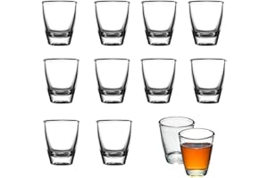 FEADBYT 12 PCS Bicchierini da Liquore, Bicchieri Grappa Vetro, Set Utensili da Bar, Bicchiere da Vino a Forma di Uovo, 35ml Bicchierini Shot a Base Spessa, Bicchieri da Shot Trasparenti