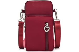 BRINNY Damska torebka, torba na ramię, torba na ramię, ze sztucznej skóry, 3 kieszenie na zamek błyskawiczny, uniwersalna torba na telefon komórkowy do zawieszenia, portfel na telefon komórkowy poniżej 7