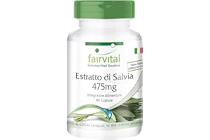 Fairvital | Estratto di Salvia 475mg - 1 mese - VEGAN - alto dosaggio - 90 capsule