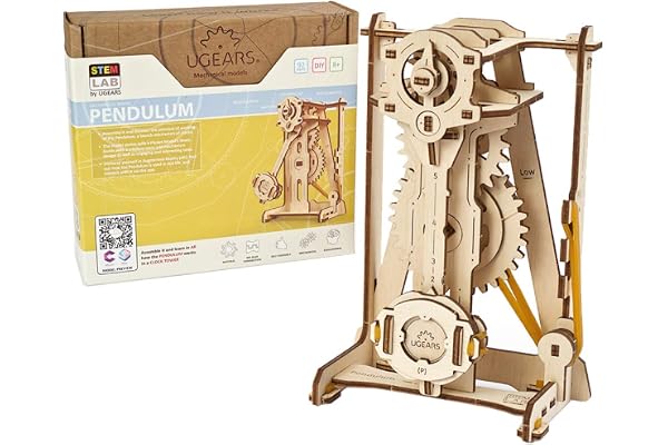 UGEARS STEM Jouets Puzzle 3D - STEM Kit de Construction mécanique en Bois - Puzzle Adulte - Kit scientifiques avec Application Modèle Mécanique pour Adultes et Enfants 8+ (Pendule)