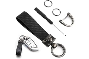 NPQ 1Psc Carbon Fiber Car Keychain 360°Rotatable Swivel Anti-Lost D-Ring Car Keyring Ideal for Car Keys Home keys Hang Dolls Acrylic Hangings and Great Gift for Men Women