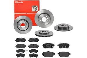 BREMBO BUNDLE Brembo Bremsscheiben Coated + Bremsbeläge Vorne + Hinten für Nissan Qashqai 2