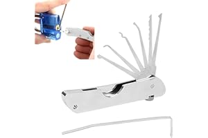 FANKAYI 7in1 Lock Picking Kit Portable Folding Tool,Lock Picking Kit,Stainless Steel Single Hook Picks Locksmith Repairing Tools,Portable Folding Lo-ck Pick-ings K-it,Lo-ck Pi-ck