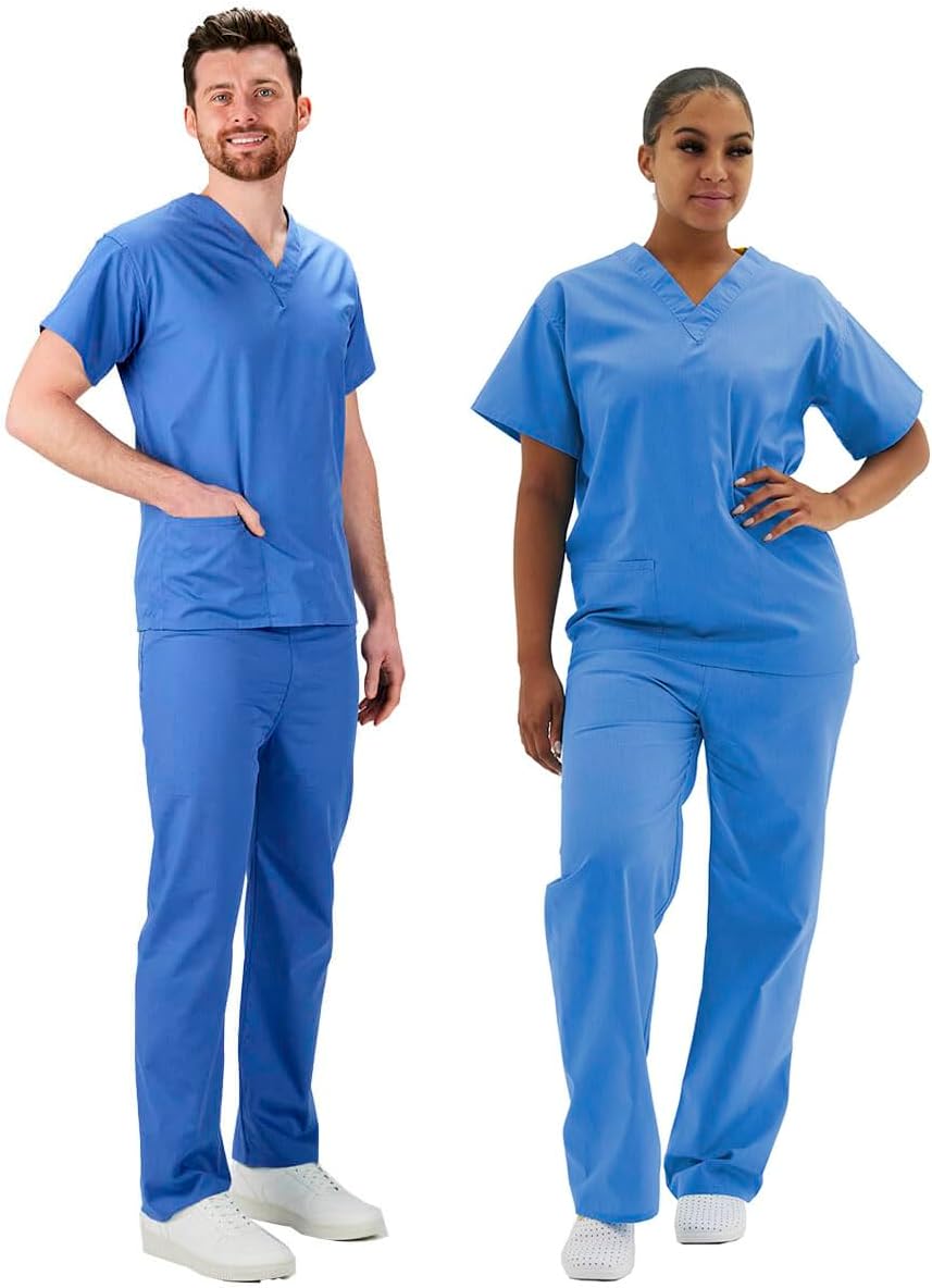 Interweave Healthcare Performance Scrub Set Medical Uniform Unisex Polycotton Reversible Scrubs Top & Trousers With Pockets In 6 Colours