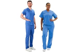 Interweave Healthcare Performance Scrub Set Medical Uniform Unisex Polycotton Reversible Scrubs Top & Trousers With Pockets In 8 Colours