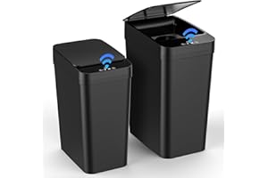 Diealles Shine 2er Set Mülleimer mit Sensor, 15L & 12L Automatischer Elektrischer Deckel Sensor, 3 Betriebsmodi, Leise Wasserdicht Intelligenter Abfallbehälter, für Küche Büro Wohnzimmer Badezimmer