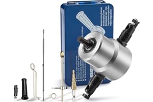 Double Head Sheet Nibbler Metal Cutter by FUJIWARA, Drill Attachment Metal Nibbler Tool Kit with Wrench and Extra Nibbler Parts (8 Pcs Set, Iron Tool Box) (8Pcs Set)