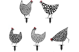 Zueyen 5 Piezas Gallina Pollo Patio Arte Decorativo Jardín Felicidad Decoración, Silueta de Pollo Señal País Para Césped Camino Acera