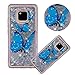 Produktbild Glitzer Hülle für Huawei Mate 20 Pro,Flüssigkeit Silikon HandyHülle für Huawei Mate 20 Pro,Moiky Luxuriös Mode Blau Schmetterling Muster Liebe Herzen Treibsand Diamant Weich Gummi Hülle