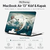 McStorey MacBook Air 13 İn&ccedil; Kılıf A1369 A1466 Uyumlu Hard Case Sert Koruyucu Kapak İnce Hafif &Ccedil;izilme Korumalı Desenli Baskıl