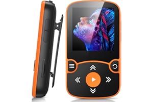AGPTEK 32GB Clip Reproductor MP3 Bluetooth 5.3, HiFi MP3 Player Portátil Deportivo con Radio FM, Grabación de Voz, Podómetro, Soporta hasta 128 GB, Nanranja