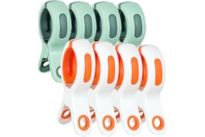 Gicare 8 Pièces Grandes Pince Serviette Plage, Durable Grosse Pince à Linge, Pince Plastique, Clip de Brise-Vent pour Bains de Soleil, Chaise Longue de Piscine, Vêtements Lourds, Couettes, Draps