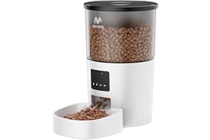 IMIPAW Distributeur Croquettes Chat Automatique 3L - Alimentation Précise, Contrôle Facile Via App, 1-10 Repas par Jour, Convient Aux Chats et Petits Chiens, Blanc