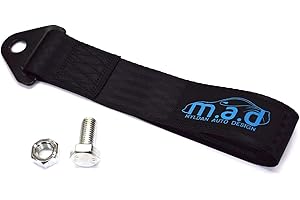 MADPAINTS BLACK M.A.D 280MM TOW STRAP LOOP RECOVERY HOOK TRACK DAY RACE CAR