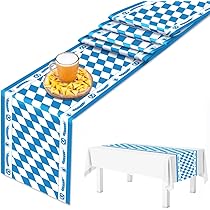 Chemin De Table En Losange Oktoberfest - Motif Bretzel Bavarois Bleu Et