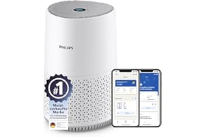 Philips Luftreiniger 600-Serie, energieeffizient mit Smart Sensor, Für Allergiker, HEPA-Filter entfernt 99,97% der Schadstoffe, Deckt bis zu 44 m2 ab, App-Steuerung, Weiß (AC0651/10)