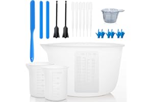 SUZZAM Silikon Messbecher Epoxidharz, 600&100ml Mischbecher, Rührstäbchen, Silikonspatel, Mischpaddel, Dosierbecher, Pipetten, Handschuhe von Epoxidharz, Schmuckherstellung,leicht zu reinigen