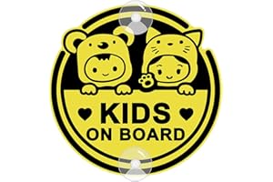 Nouiroy Autocollants Baby on Board (1,5 mm d'épaisseur, jaune), écran solaire en PVC, ventouses amovibles, 13,8 x 13,8 cm, pour le transport des enfants et la formation du conducteur