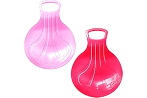 FILOEEX 2 Pcs Snow Sled Board with Handle, Kids Heavy Duty Snow Sledge, Disc Child Skiboard, Snowboard Sleds for Children Winter Outdoor Toys Play on Ice, Grass and Sand