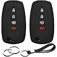 INFIPAR 2pcs Compatible with Ford Mustang Edge Expedition Explorer F-150 Lightning Ranger Bronco Escape Maverick Transit Connect Fusion Smart 4 Buttons Key Fob Cover Case Key Chain Protector Holder