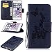Produktbild Lonchee Apple iPhone 6s Plus(5.5 Zoll ) Wallet Tasche Brieftasche Schutzhülle , geprägten Prägung Muster Design Hochwertige PU Leder Folio Tasche Case Hülle im Bookstyle mit Standfunktion Kredit Kartenfächer Abnehmbare Handschlaufe(marineblau Schmetterling Prägung)