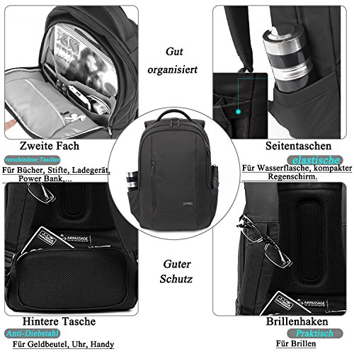 17 3 Zoll Laptop Rucksack mit Blase Polster  DTBG Nylon wasserdicht Business Reiserucks  ke Daypack College Studenten Rucks  ke Schultasche f  r 17 - 