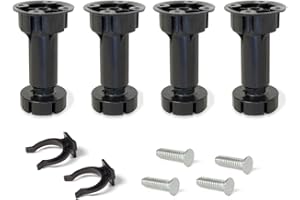 Emuca - Regulowane nogi do mebli kuchennych oraz łazienkowych, Zestaw 4 czarnych nóg wraz z akcesoriami do montażu, H 150mm