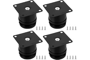 HAOCHEN 4 Pcs black Adjustable Legs, Stainless Steel Furniture Feet, Table Desk Cabinet Kitchen Adjustable Feet Round With Screws(Adjustable Height 0-10mm)