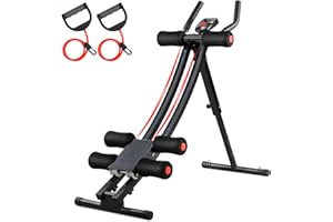 ‎LIFERUN LIFERUN Bauchtrainer für zuhause, Klappbar und Platzsparend, mit LCD-Monitor, 4 stufigem Widerstand, AB Trainer Nutzergewicht bis 120kg, Bauchmuskeltrainer für Bauch, Arm, Bein und Rücken