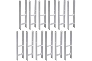 Vigevee H-Pfostenanker 12 Stück H-anker Pfostenträger Bodenanker für Pfosten H-Pfostenschuh für Zaun und Gewächshaus Pfosten Vierkantholzpfosten(91x600mm)