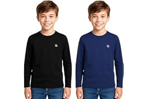 Bahob® 2 Pack Boys Long Sleeve T-Shirt Top Children's Round Neck Long-Sleeve T-Shirt Soft Cotton 3-14 Years